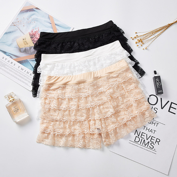 Sieviešu 3/4 garuma mežģīņu drošības šorti, zemā jostas vieta, adīta mežģīne ar kokvilnas oderi, ātra žāvēšana, nav caurspīdīgs