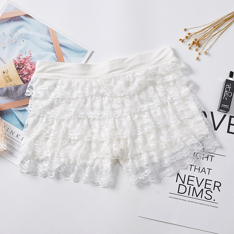 Sieviešu 3/4 garuma mežģīņu drošības šorti, zemā jostas vieta, adīta mežģīne ar kokvilnas oderi, ātra žāvēšana, nav caurspīdīgs