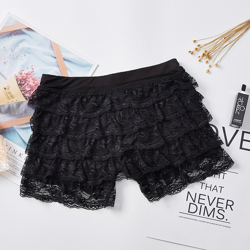 Sieviešu 3/4 garuma mežģīņu drošības šorti, zemā jostas vieta, adīta mežģīne ar kokvilnas oderi, ātra žāvēšana, nav caurspīdīgs