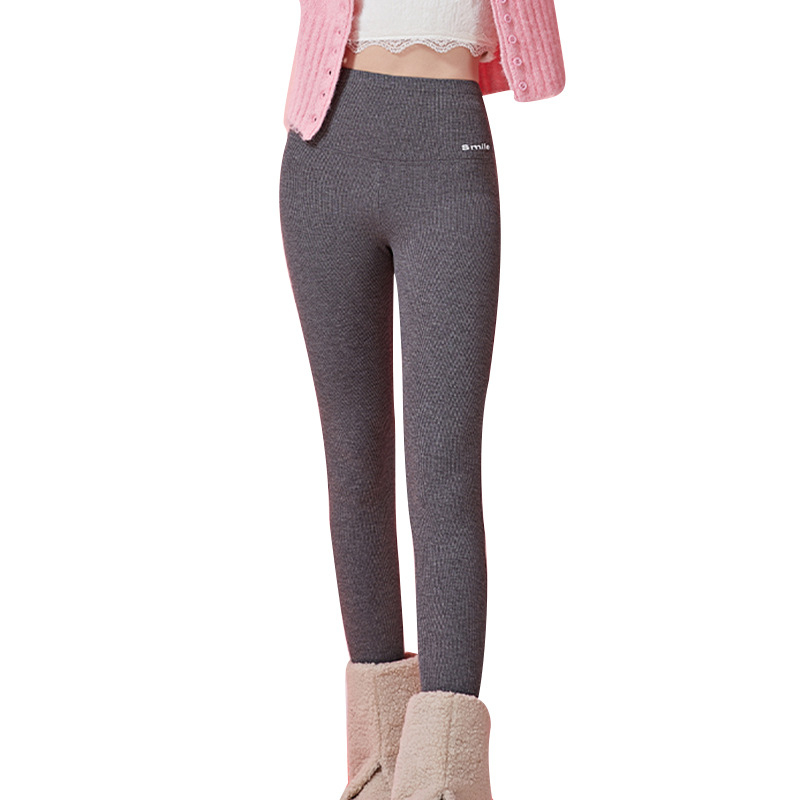 Дамски дълги йога леггинси от памук и спандекс, висока талия за контрол на корема, тесен силует, зимна дебелина