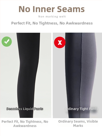 Be siūlių moterų jogos legins su pilvo įtraukimo ir sėdmenų pakėlimo efektu, 9/10 ilgis, poliesterio–nylon mišinys, aukšta elastingumas, vieno tono raštas, ruduo 2025