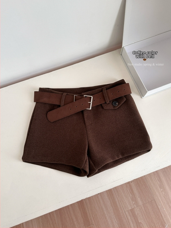 Naiste villase–polüestri segu lühikesed püksid, kolmandiku pikkuse, madal vöökoht, Korea stiilis vaba aeg, sirge lõige