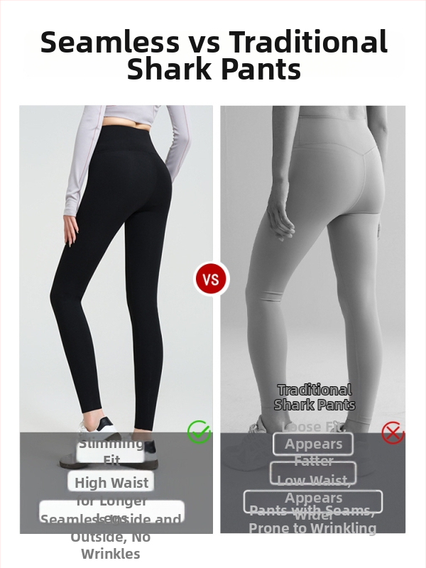 Moteriški bešvandiniai Shark stiliaus jogos leggingai, pilvo įtvirtinimo ir sėdmenų pakėlimo efektas, aukšta elastinė, aptakus įpjovimas, 9/10 ilgio, poliesterio/nyklono mišinys, vienos spalvos, rudens 2025 leidimas