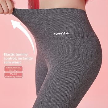 Medvilniniai jogos leginsai, aukštas juosmuo, aptemptas kirpimas, šaltai žiemai šildo, medvilnės-elastano mišinys