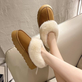 Ženske čizme za snijeg s integriranim krznom, podstava od umjetnog krzna, debeli gumeni potplat, kratka visina čizme