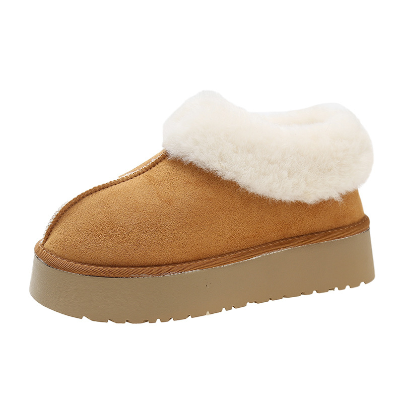 Ženske slip-on zimske čizme za snijeg s plišastom podstavom, PVC potplatom, niski gležanj, okrugli vrh