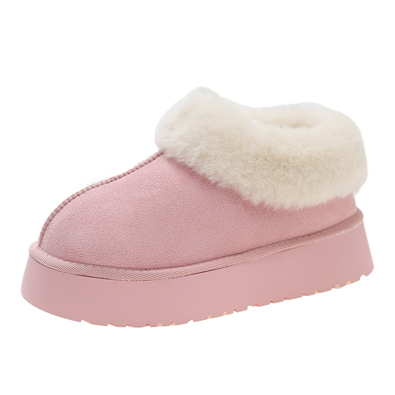 Ženske slip-on zimske čizme za snijeg s plišastom podstavom, PVC potplatom, niski gležanj, okrugli vrh