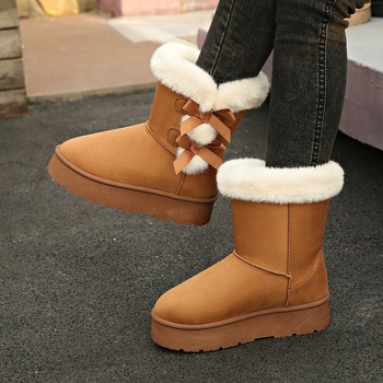 Ženske zimske čizme, visok gornji dio, okrugli vrh, 4 cm peta, PU ulošak, retro Birkenstock stil