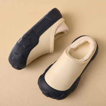 Papuci de iarnă din bumbac, căptușiți cu blană, parte superioară EVA, talpă EVA, 3–5 cm înălțime a călcâiului