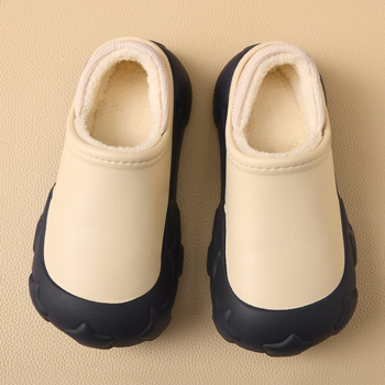 Papuci de iarnă din bumbac, căptușiți cu blană, parte superioară EVA, talpă EVA, 3–5 cm înălțime a călcâiului