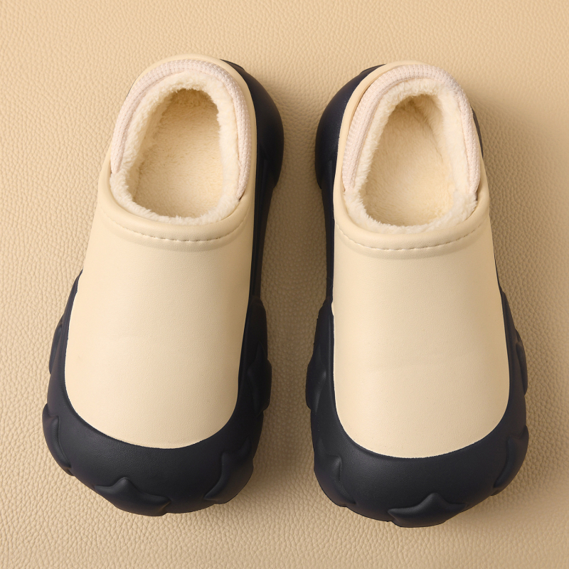 Papuci de iarnă din bumbac, căptușiți cu blană, parte superioară EVA, talpă EVA, 3–5 cm înălțime a călcâiului