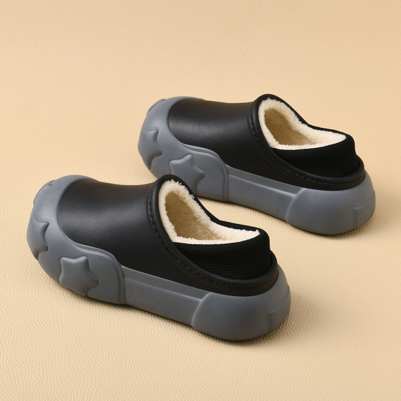 Papuci de iarnă din bumbac, căptușiți cu blană, parte superioară EVA, talpă EVA, 3–5 cm înălțime a călcâiului