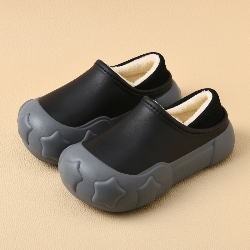 Papuci de iarnă din bumbac, căptușiți cu blană, parte superioară EVA, talpă EVA, 3–5 cm înălțime a călcâiului