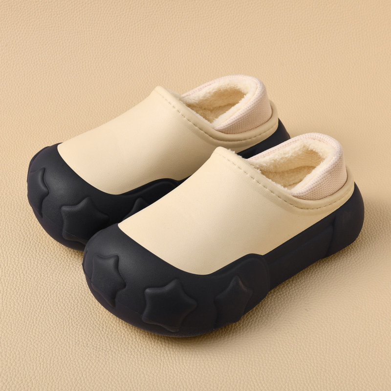 Papuci de iarnă din bumbac, căptușiți cu blană, parte superioară EVA, talpă EVA, 3–5 cm înălțime a călcâiului