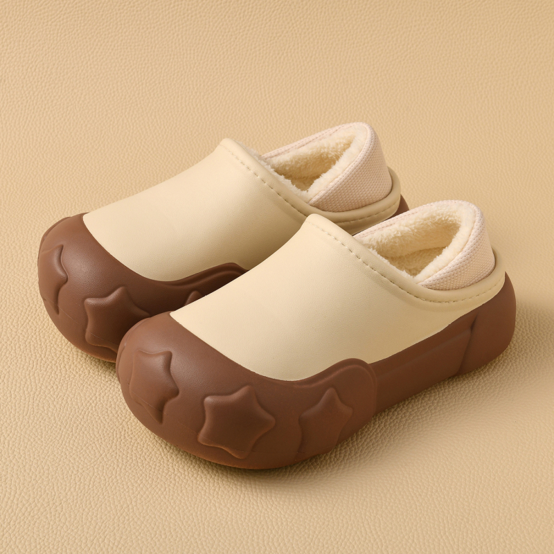 Papuci de iarnă din bumbac, căptușiți cu blană, parte superioară EVA, talpă EVA, 3–5 cm înălțime a călcâiului