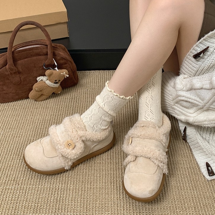 Ženske zimske cipele s fleece unutarnjom podstavom, PU gornjište, debeli protuklizni potplat, peta 3–5 cm