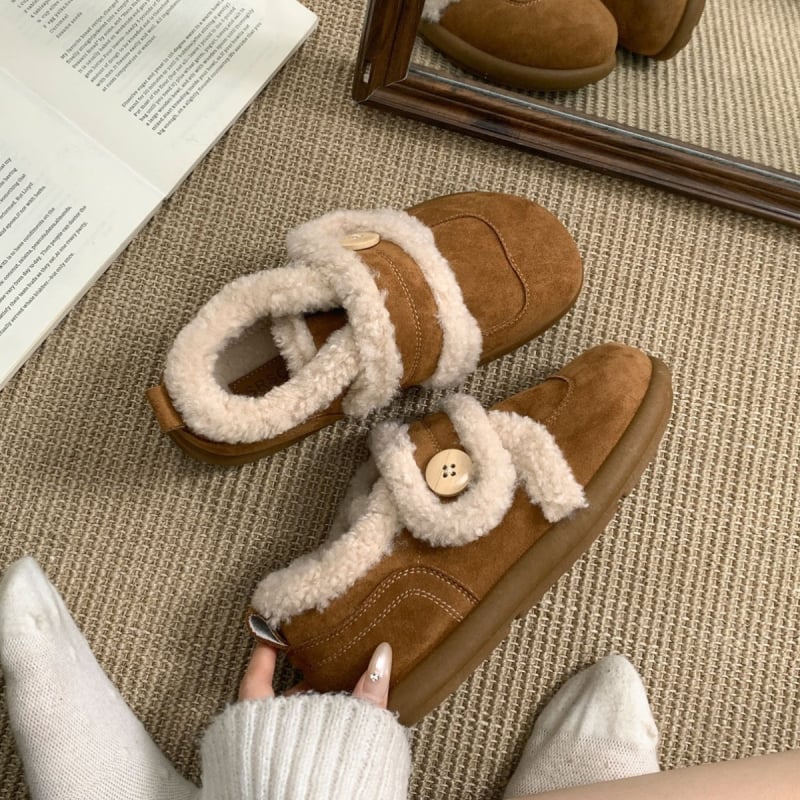 Ženske zimske cipele s fleece unutarnjom podstavom, PU gornjište, debeli protuklizni potplat, peta 3–5 cm