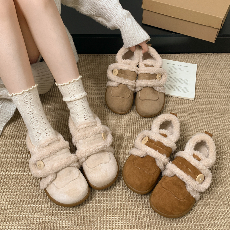 Ženske zimske cipele s fleece unutarnjom podstavom, PU gornjište, debeli protuklizni potplat, peta 3–5 cm