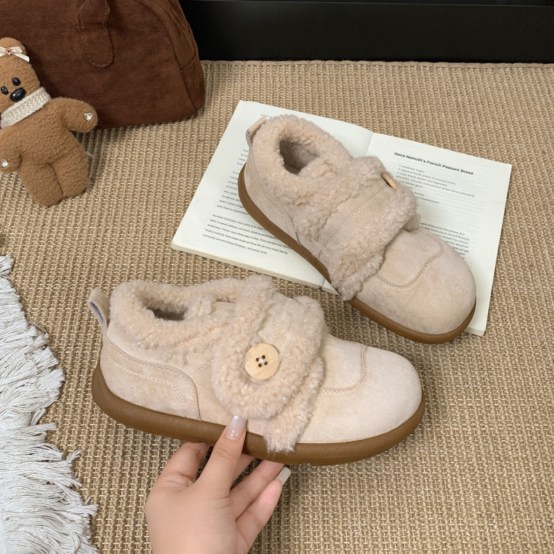 Ženske zimske cipele s fleece unutarnjom podstavom, PU gornjište, debeli protuklizni potplat, peta 3–5 cm