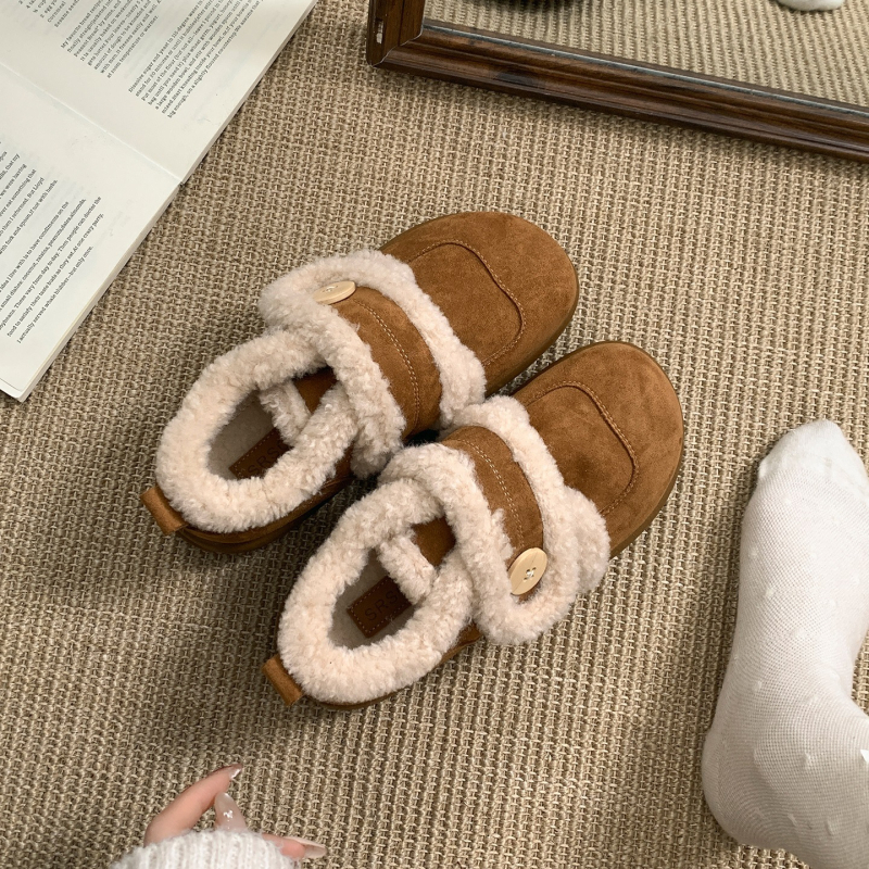 Ženske zimske cipele s fleece unutarnjom podstavom, PU gornjište, debeli protuklizni potplat, peta 3–5 cm