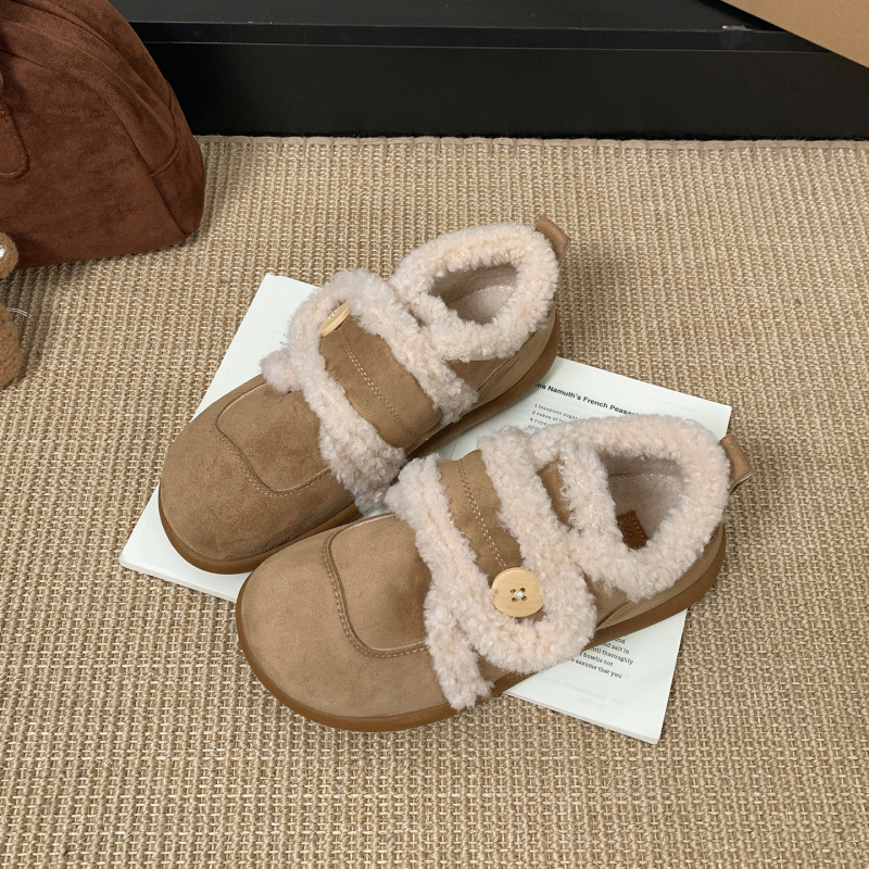 Ženske zimske cipele s fleece unutarnjom podstavom, PU gornjište, debeli protuklizni potplat, peta 3–5 cm