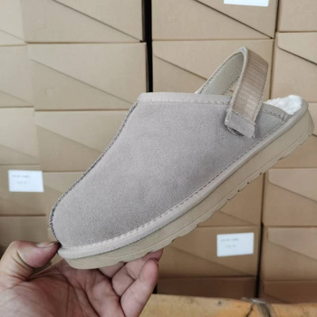 Papuci de iarnă pentru interior, femei, cu Velcro, piele de vacă pe exterior, căptușeală din lână artificială, talpă PU, gleznă joasă, toc 2,5 cm