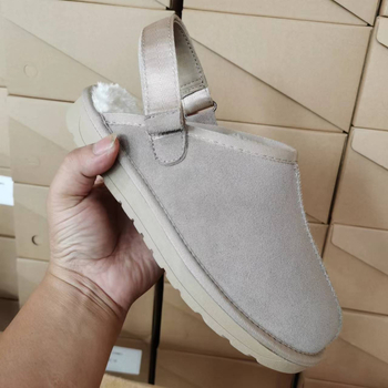 Papuci de iarnă pentru interior, femei, cu Velcro, piele de vacă pe exterior, căptușeală din lână artificială, talpă PU, gleznă joasă, toc 2,5 cm