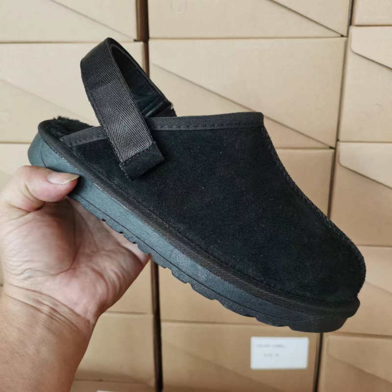 Papuci de iarnă pentru interior, femei, cu Velcro, piele de vacă pe exterior, căptușeală din lână artificială, talpă PU, gleznă joasă, toc 2,5 cm