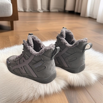 Pantofi de iarnă pentru femei, cu înălțime peste gleznă, căptușeală velur, exterior din piele sintetică, interior din bumbac, talpă din cauciuc