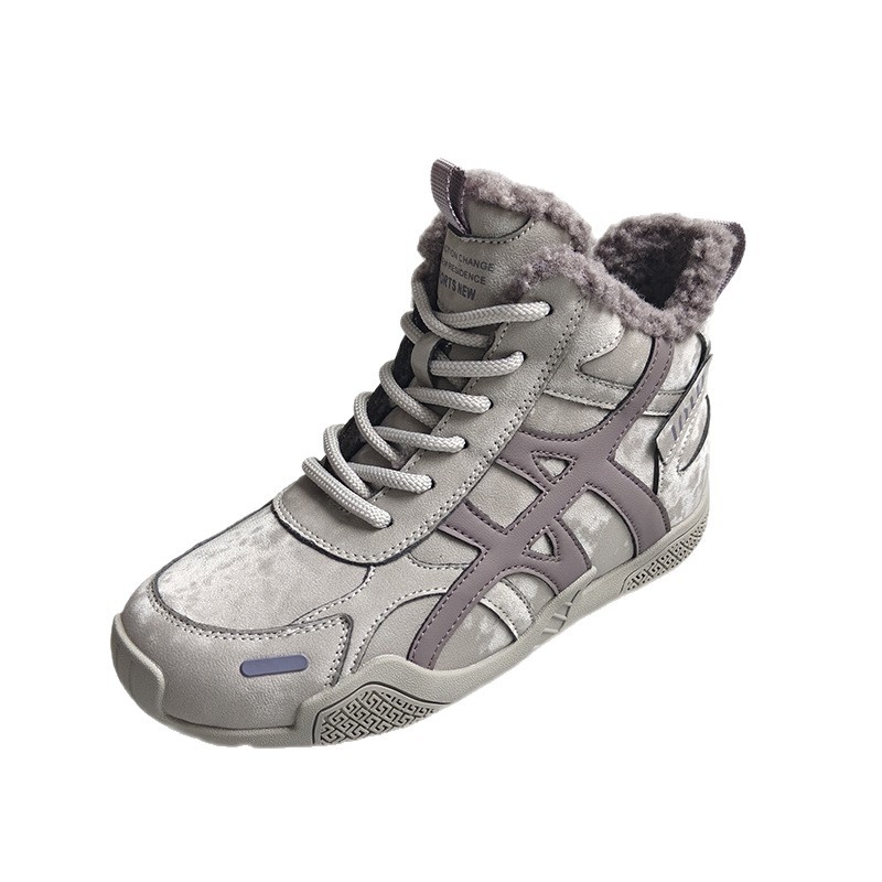 Pantofi de iarnă pentru femei, cu înălțime peste gleznă, căptușeală velur, exterior din piele sintetică, interior din bumbac, talpă din cauciuc