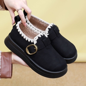 Botine damă din velur pentru iarnă, impermeabile, anti-derapare, căptușite cu fleece artificial, talpă PU, slip-on