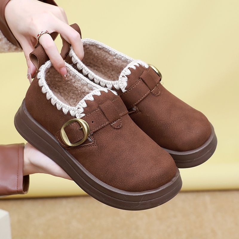 Botine damă din velur pentru iarnă, impermeabile, anti-derapare, căptușite cu fleece artificial, talpă PU, slip-on