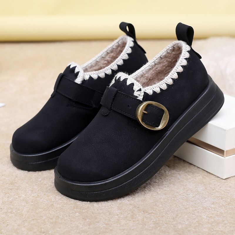 Botine damă din velur pentru iarnă, impermeabile, anti-derapare, căptușite cu fleece artificial, talpă PU, slip-on