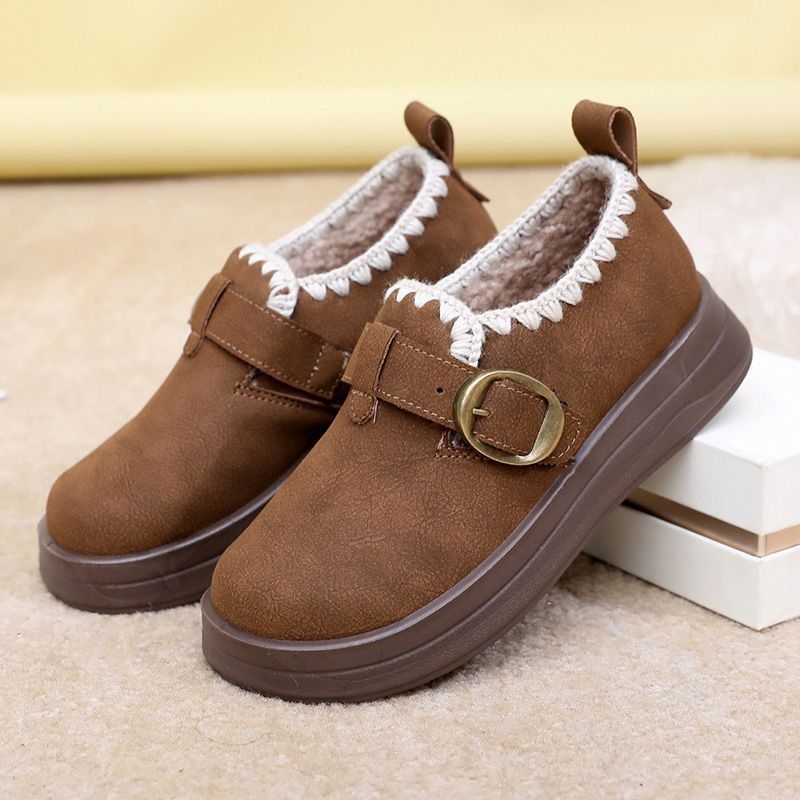 Botine damă din velur pentru iarnă, impermeabile, anti-derapare, căptușite cu fleece artificial, talpă PU, slip-on