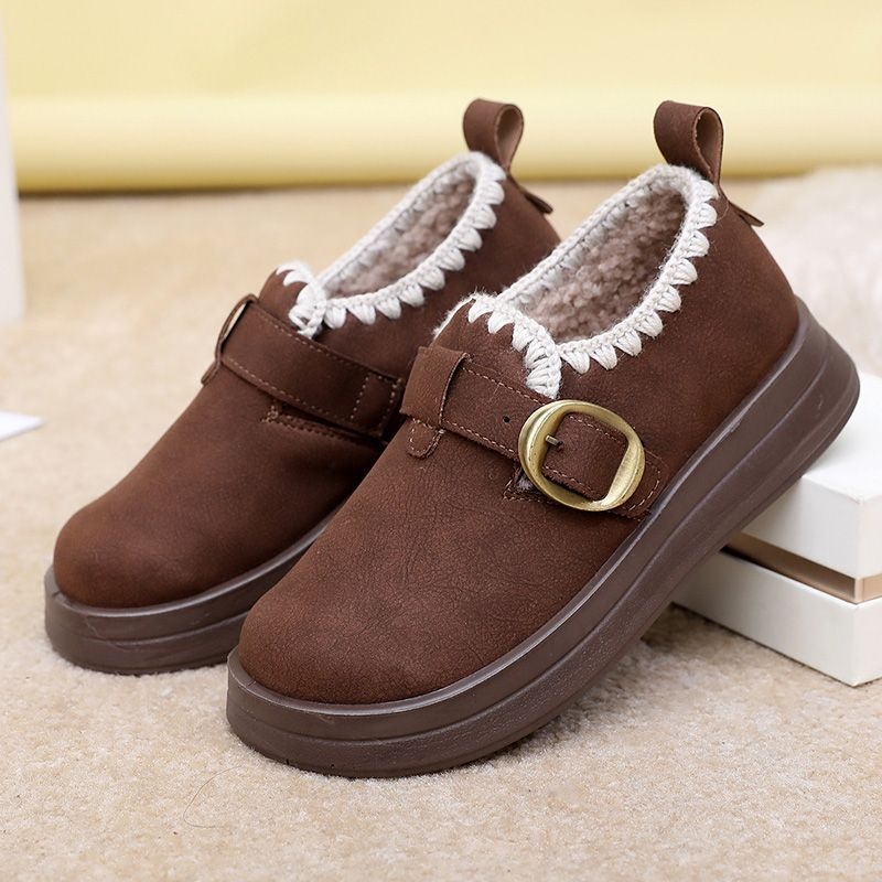 Botine damă din velur pentru iarnă, impermeabile, anti-derapare, căptușite cu fleece artificial, talpă PU, slip-on