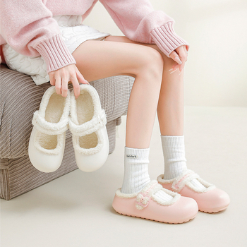 Pamukaste cipele za odrasle - Unisex, ravna peta, EVA potplat, podstavljena umjetnim plišom, prugasti uzorak