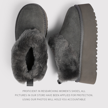 Zimske čizme s 6 cm debelim gumastim potplatom, gornji dio od kožušine, fleec unutrašnjost, slip-on