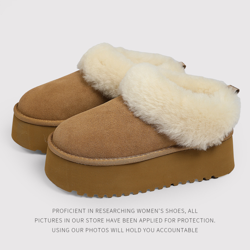 Zimske čizme s 6 cm debelim gumastim potplatom, gornji dio od kožušine, fleec unutrašnjost, slip-on