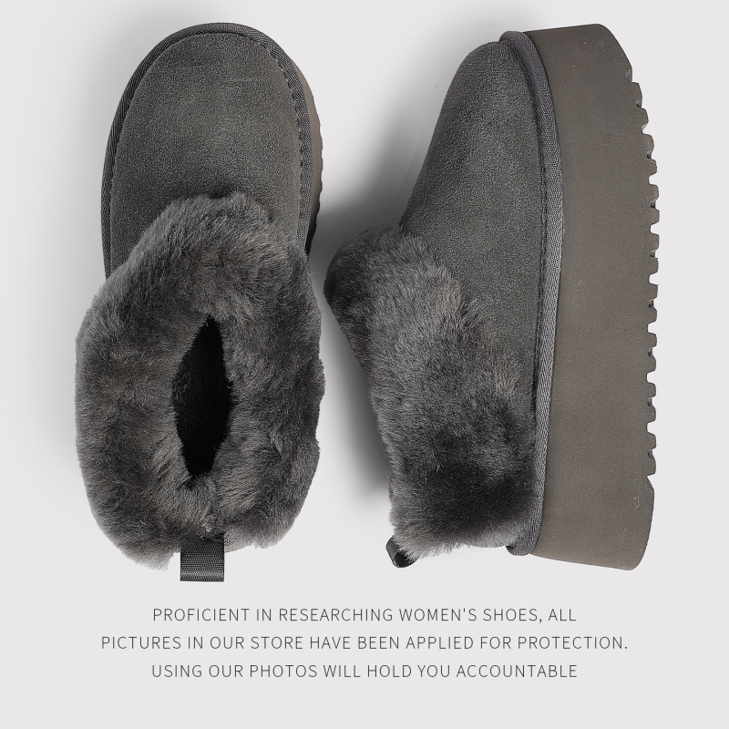 Zimske čizme s 6 cm debelim gumastim potplatom, gornji dio od kožušine, fleec unutrašnjost, slip-on
