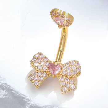 Réz köldökgyűrű, masni alakú, punk stílus, uniszex, rack bevonat, testre szabható