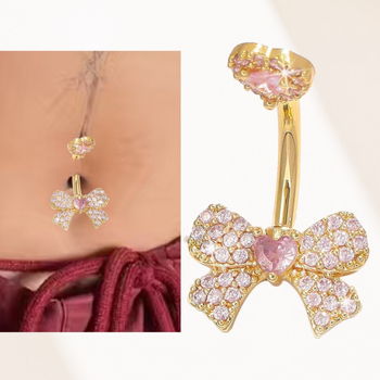 Réz köldökgyűrű, masni alakú, punk stílus, uniszex, rack bevonat, testre szabható