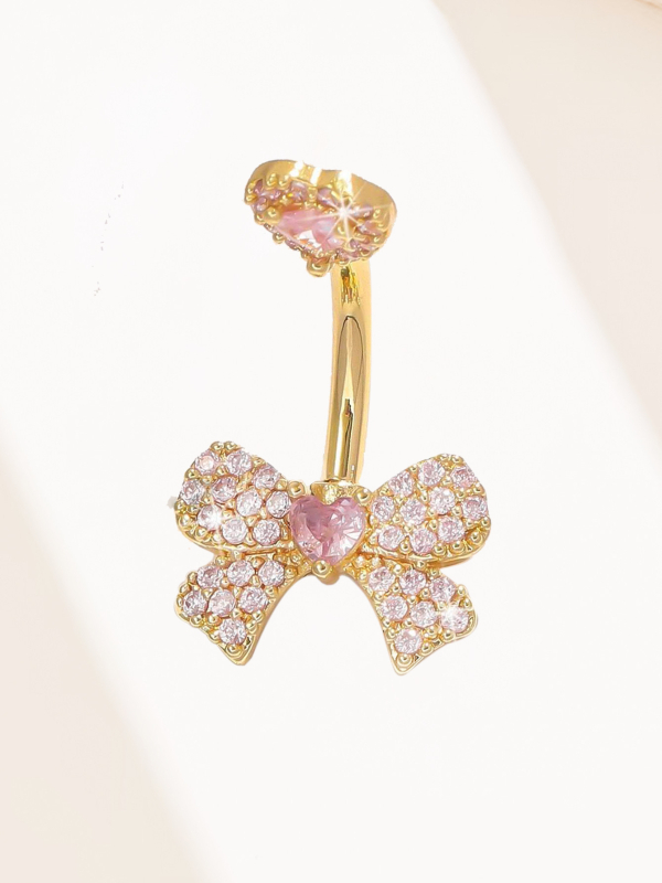 Réz köldökgyűrű, masni alakú, punk stílus, uniszex, rack bevonat, testre szabható