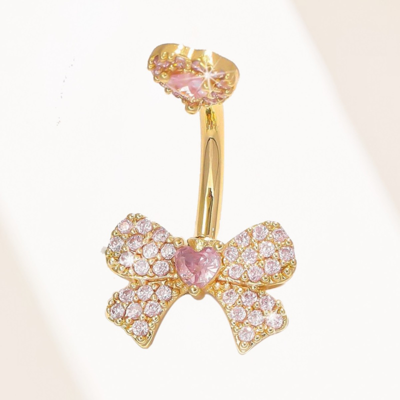 Réz köldökgyűrű, masni alakú, punk stílus, uniszex, rack bevonat, testre szabható