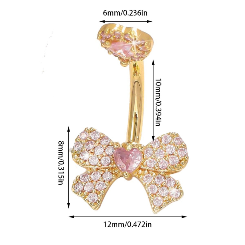 Réz köldökgyűrű, masni alakú, punk stílus, uniszex, rack bevonat, testre szabható