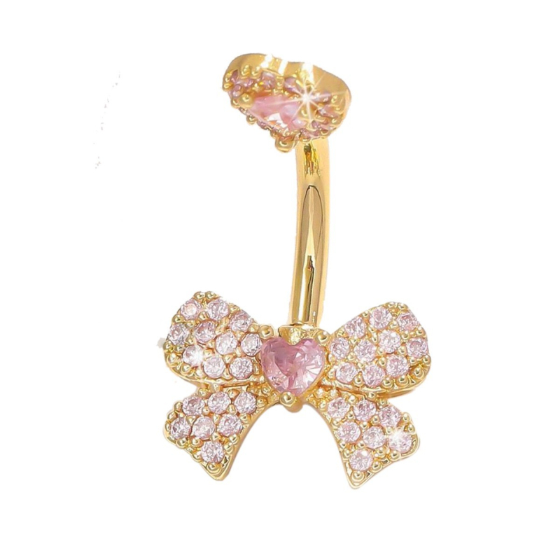 Réz köldökgyűrű, masni alakú, punk stílus, uniszex, rack bevonat, testre szabható