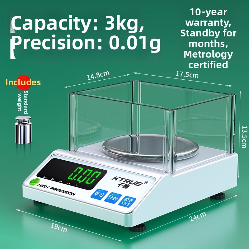 Tekstila audumu mērīšanai elektroniskā svara iekārta, kvadrātiska platforma, gramu paraugs, zīmols Qianque, modelis Jewelry scale
