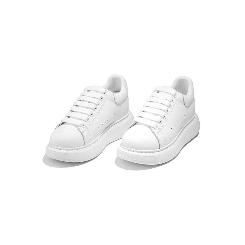 Kožne casual tenisice za svakodnevno nošenje, okrugli vrh, niski gornji dio, debeli klin 6-8 cm, gumeno pjenasta potplata