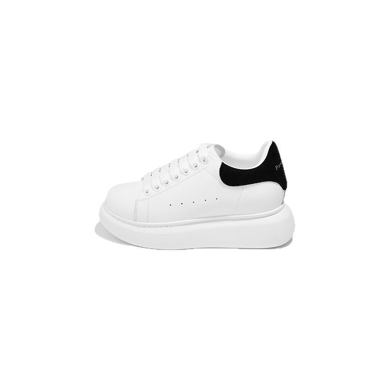 Kožne casual tenisice za svakodnevno nošenje, okrugli vrh, niski gornji dio, debeli klin 6-8 cm, gumeno pjenasta potplata