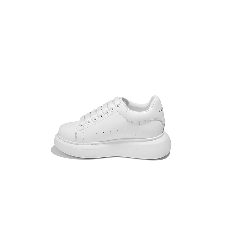 Kožne casual tenisice za svakodnevno nošenje, okrugli vrh, niski gornji dio, debeli klin 6-8 cm, gumeno pjenasta potplata