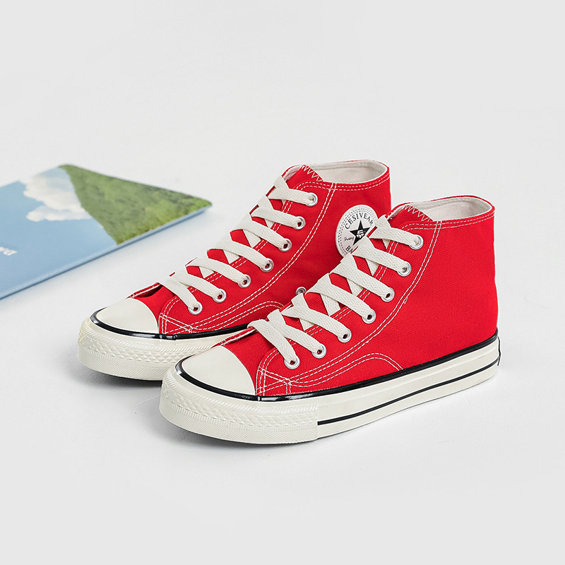 Pantofi din pânză, înălțime înaltă, talpă vulcanizată, stil coreean, ediție de iarnă